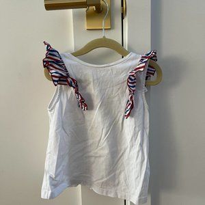 WHITE SHORT RUFFLED SLEEVE T-SHIRT